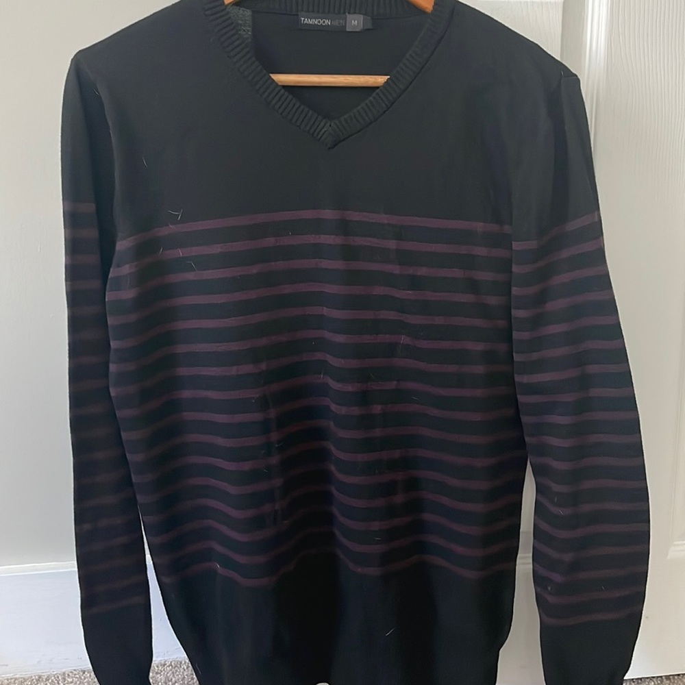 Black and purple v-neck